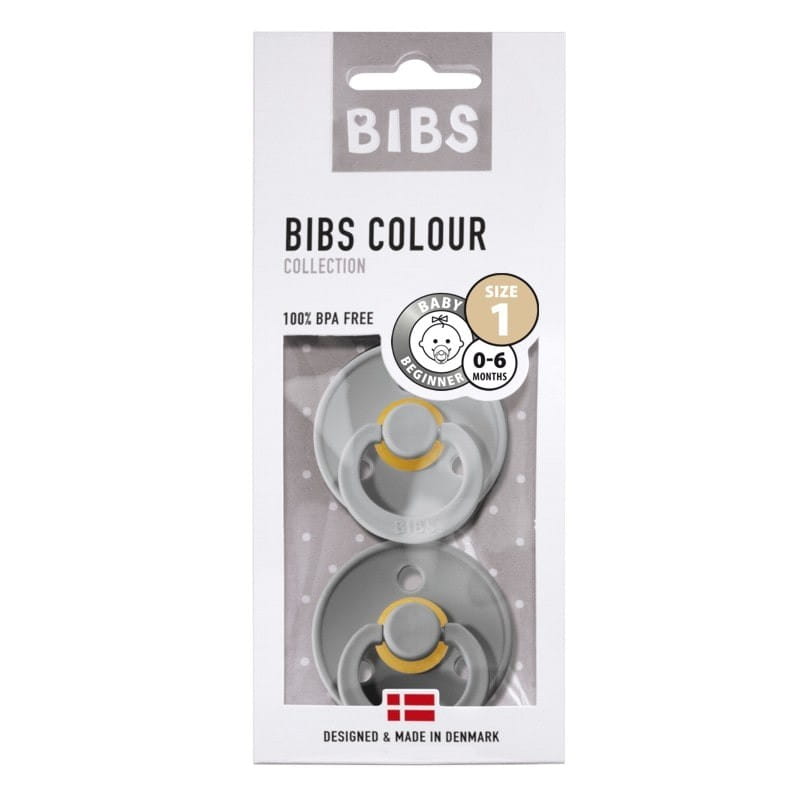0-6 Months Bibs BPA-Free Natural Rubber Baby Dummy/Pacifier/Dummies 0-6 Months Size 1 Smoke/Sage, Size 1 2 Pack Made in Denmark